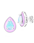 Pear-shaped Opal Pink Enamel Stud Earrings