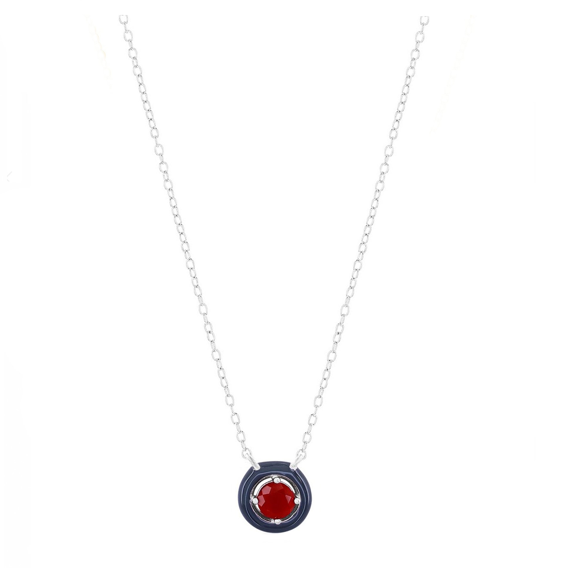 Gemstone Enamel Necklace (Available in 11 Colors)