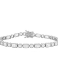 Sparkle Round and Rectangular Milgrain Bezel Bracelet