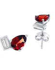 Pear-Shaped Garnet and White Topaz Baguette Toi Et Moi Stud Earrings