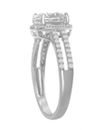 Round Halo Split Shank Ring