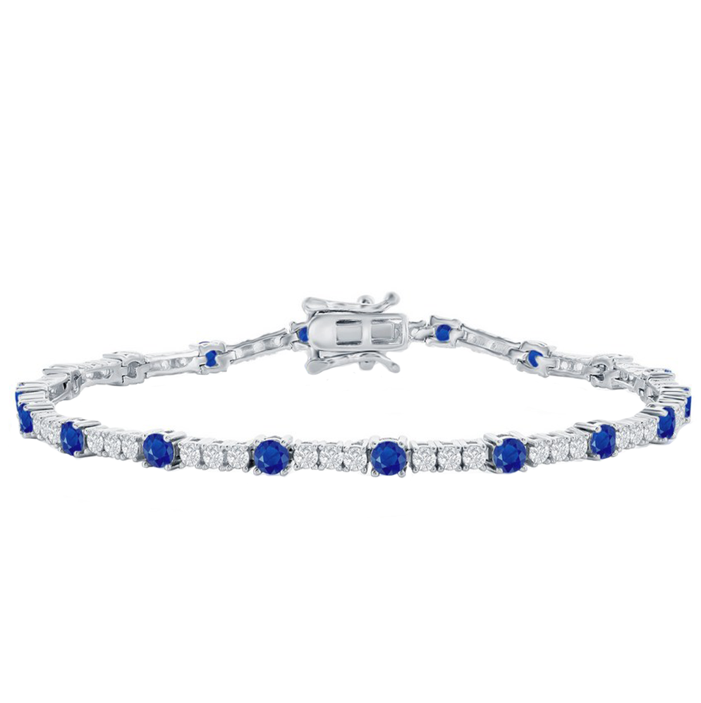 Round Blue Sapphire Tennis Bracelet